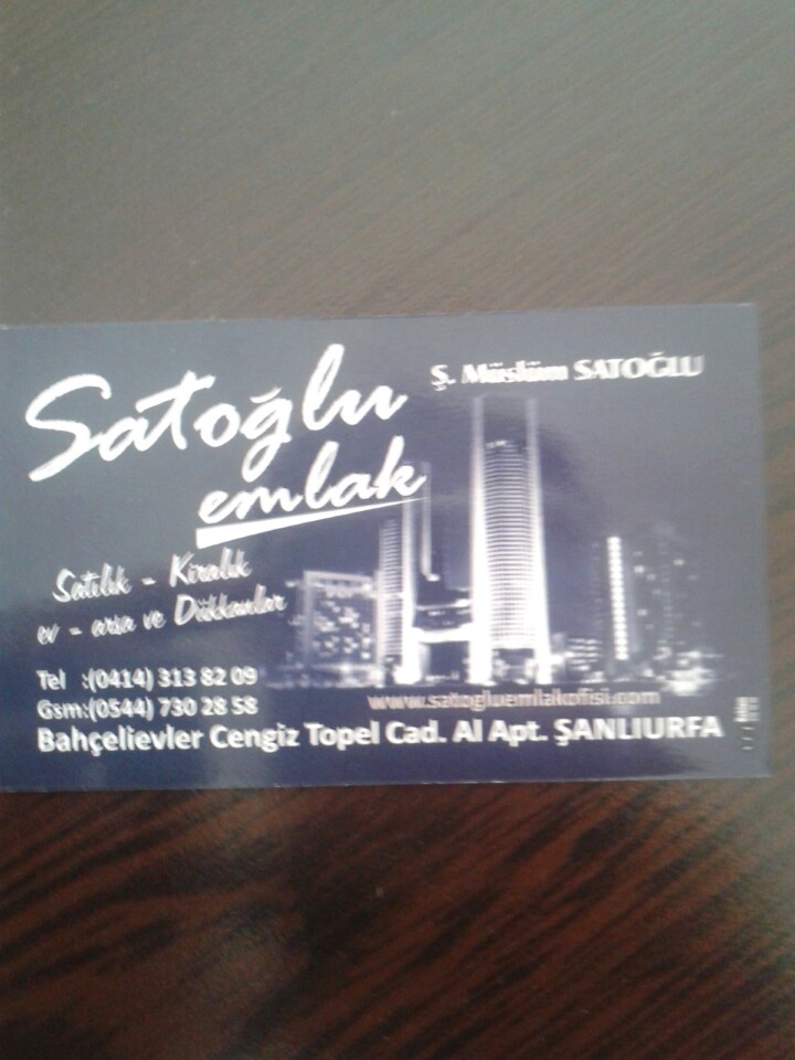 Satoğlu Emlak | Bahçelievler, 63100 Haliliye/Sanliurfa | +90 414 313 82 09